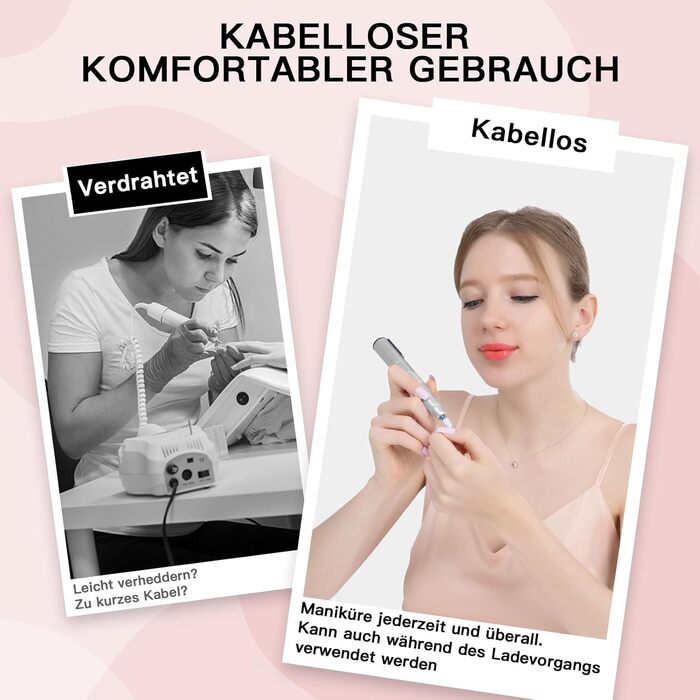 Електричний набір для манікюру та педикюру 12 в 1 бездротовий для гелевих, акрилових та натуральних нігтів (сірий)