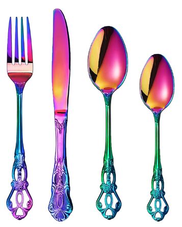 Набір столових приборів Retro на 6 осіб з нержавіючої сталі, 24 предмети, антикварний бароковий дизайн (Райдуга)