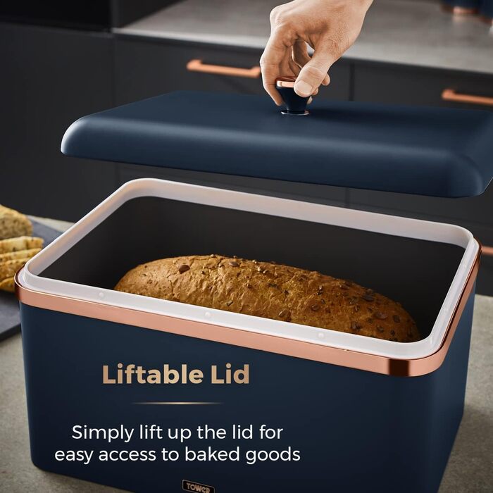 Cavaletto Brotkasten-Aufbewahrung T826130BLK: Набір для зберігання хліба, карбонова сталь, знімний кришка, 23 x 35 x 24 см, Midnight Blue