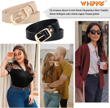 Жіночий шкіряний ремінь WHIPPY великого розміру, модний джинсовий ремінь з міцною пряжкою для джинсів, штанів, суконь (чорний + бежевий (золота пряжка), 3XL: 150 см (під талію 134-145 см))