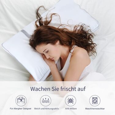BedStory Pillows 40x80, 2-Pack Pillows 40x80 made of 2x850g Microfiber, Slumber Pillows with Flannel Trim, Suitable for Side Sleepers, Back Sleepers, White 2 Pieces (1 Pack) White 40 x 80