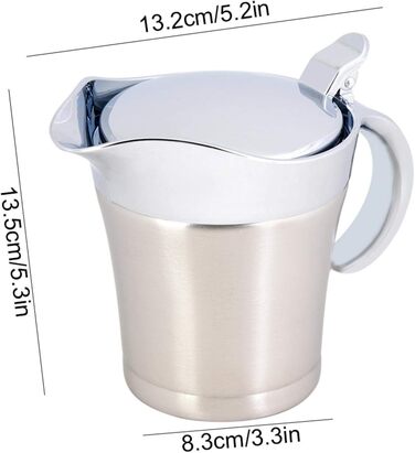 450 ML / 750 ML 304 Stainless Steel Thermosoße Pot Double-Walled Insulated Saucepan Serving Pot Bucket for Juice Tomato Sauce Kitchen Supplies (450ML)