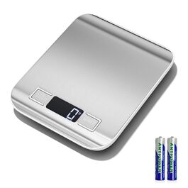 Кухонні ваги Fousenuk 10 кг / 1 г: електронні, з нержавіючої сталі, LCD дисплеєм та функцією тарування. Точність до 1 г, автоматичне вимкнення, 6 одиниць вимірювання. Ідеально для приготування їжі, випічки та змішування.