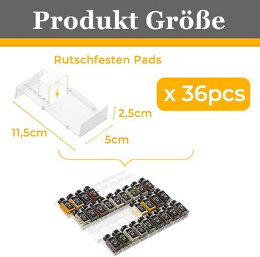 Організатор для спецій Famhap, 24 шт. Прямокутні полички для спецій, органайзер для спецій у ящик, полиці для спецій, органайзер для спецій, прозорі