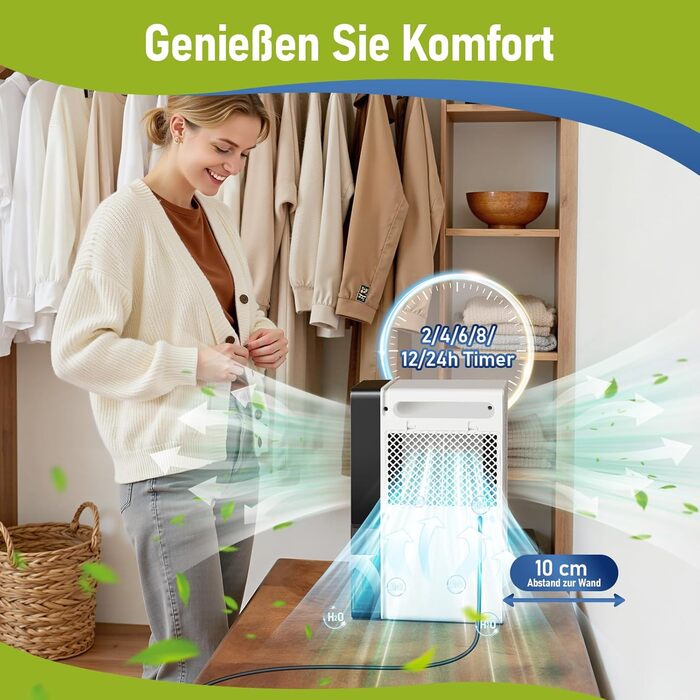 Електричний осушувач повітря 28dB, 2.3L, з фільтром, таймером, для дому та відпочинку