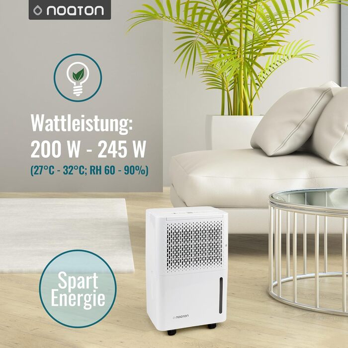 Noaton® DF 4212 - Електричний осушувач повітря 13,2 л/24г, для квартири, підвалу, 45 м²