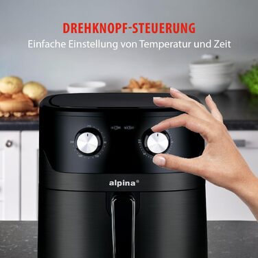 Фритюрниця Alpina Heißluft XXL: Air Fryer на 4-6 осіб, 1800W, 6L, з цифровим дисплеєм та таймером
