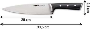 Ніж кухарський Tefal Ice Force 20 см, нержавіюча сталь, захист від корозії, вироблено в Німеччині, чорний K23202