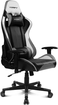 Ігрове крісло DRIFT DR175GRAY, професійне, екошкіра, 2D підлокітники, клас 4, поворотне, чорне/сіре