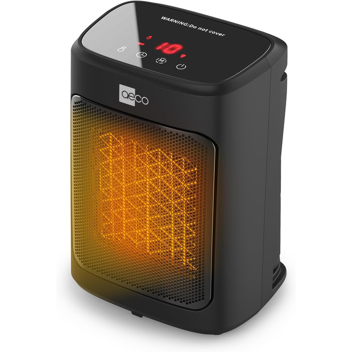 Електричний обігрівач Aeco EcoHeat Boost 58 см з пультом керування, 2000W, LED ECO-режим, таймер 24H, 4 режими, тиха керамічна панель, термостат, захист від перегріву та перекидання