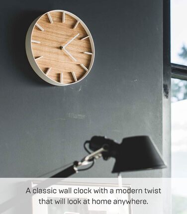 Yamazaki 4108 RIN Wall Clock, Steel/Plywood, Minimalist Design, 26.5 x 4.2 x 26.5 cm (LxBxH) (White)
