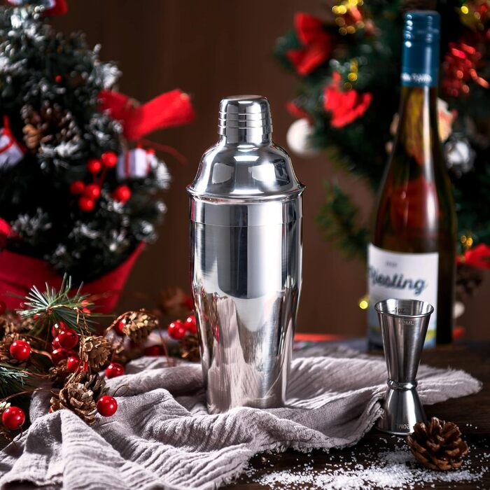 Cocktail Shaker, 750 ml Martini Shaker, Food-Grade Stainless Steel, Martini Mixer, Integrated Strainer, Luckygoobo Drink Shaker, Bartender Set, Gifts.