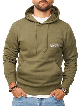 Чоловічий худі Jack & Jones з капюшоном та логотипом, колір хакі, розмір M