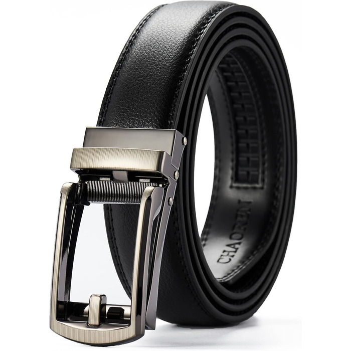 Чоловічий шкіряний ремінь CHAOREN з автоматичною пряжкою, 32 мм, для бізнесу та офіційних заходів, без петель, чорний, розмір 100-110 см