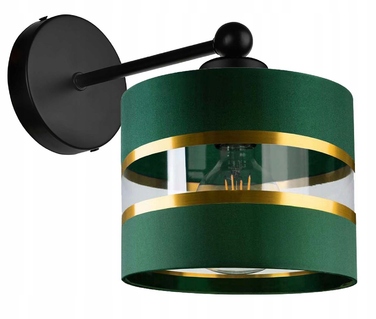 Настінний світильник-бра E27 з зеленим смугастим абажуром, 20 см