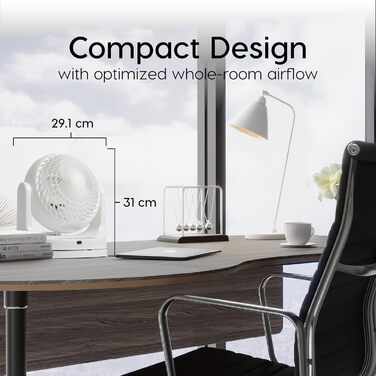 Вентилятор Iris Ohyama Woozoo, 33 м², 3 швидкості, осциляція, тихий, настільний, портативний, білий, з пультом керування