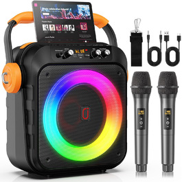 Караоке машина JYX MS80 з 2 мікрофонами, Bluetooth, LED-підсвітка