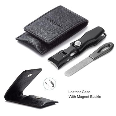 Кусачки для нігтів Zehennagelknipser для товстих нігтів з фіксатором, великим отвором та пилкою, для врослих нігтів, міцні, для дорослих та літніх людей (чорні)