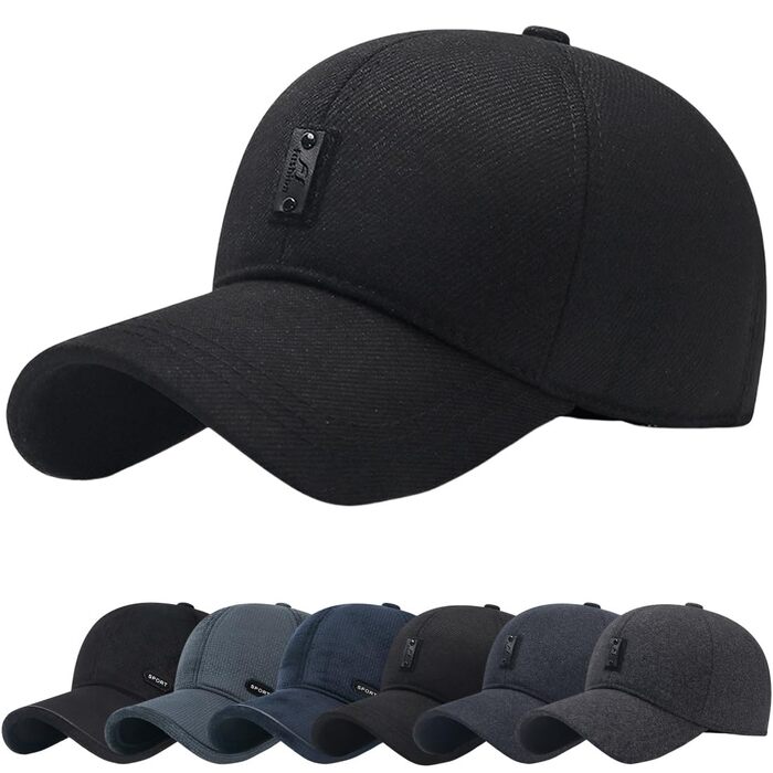 Чоловіча зимова кепка basecap з відкидними навушниками, унісекс, бейсболка з клапанами, повсякденний спортивний стиль, шапка-кепка (чорна)