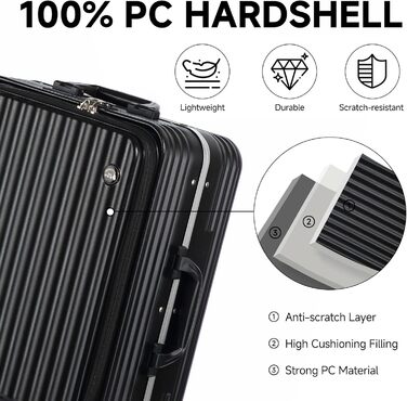 Набір валіз Sea Choice 2 шт. з жорстким корпусом: Trolley, валіза, багаж, легкий, для подорожей, PC, Rollkoffer, 4 колеса, TSA замок, тримач для напоїв, 55/78 см, зелений