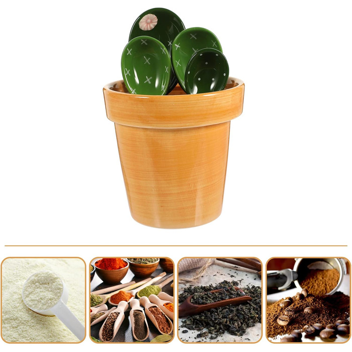 1 Cactus Spoon Measuring Spoons Flour Milk Coffee Salt Kitchen Measuring Cactus Figure Measuring Food-Grade Measuring Spoons Measuring Cup And Tl Ceramic Kitchen Utensils Coffee Beans