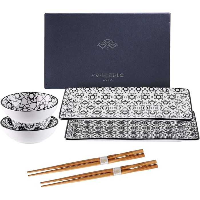 Набір посуду Vancasso HARUKA Sushi Set: 6 предметів для суші (2 особи), порцеляна, Японія