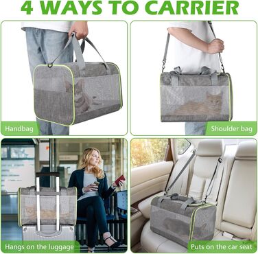 Транспортний бокс для котів Lannvan, до 6,5 кг, складаний, з м'яким підкладом, для собак та котів, сірий (45x30x30 см)