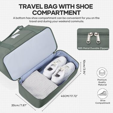 Спортивна сумка для жінок Easyjet 45x36x20 (32L) - водонепроникна дорожня сумка, фітнес-сумка з відділенням для взуття, сірий/армійський колір