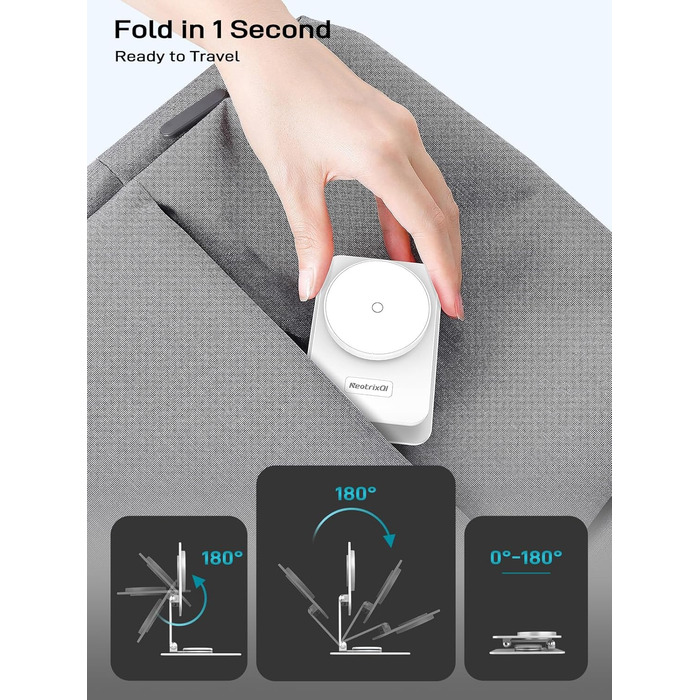 Бездротовий магнітний зарядний пристрій для Samsung Galaxy S25 Ultra/S24, iPhone 16/15/14, Pixel 10/9 Pro/8, Android, білий