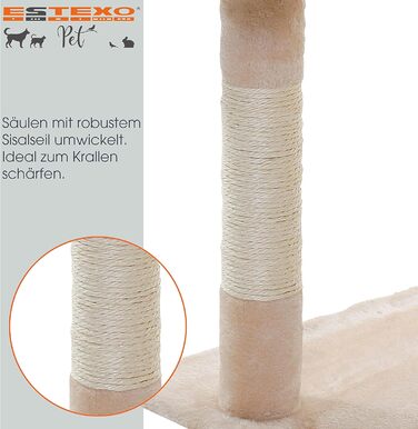 Кігтеточка для котів ESTEXO 112 см, XL, кріпиться до стіни, бежева