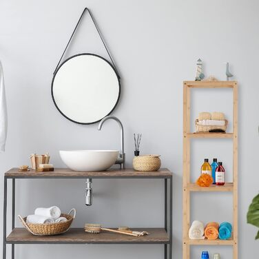 Relaxdays Bamboo Bathroom Shelf, 5 Shelves, HWD: 162 x 38 x 39.5 cm, Freestanding Shelf for Bathroom & Kitchen, Natural