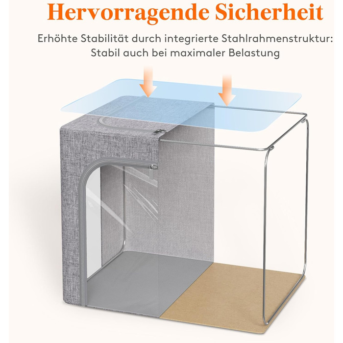 Органайзер для одягу Lifewit з кришкою, з металевим каркасом, сірий (2 шт., 25л)