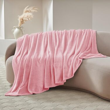CozyLux пухнаста ковдра для дивана 150x200 см - тепла, м'яка, легка, для 4 сезонів. Ковдра для дивана/ліжка/крісла, флісова ковдра 150x200 см (130x150 см, Рожева)