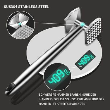 Молоток для м'яса Fleischhämmer з нержавіючої сталі, подвійний, для шніцелів, котлет, стейків – ніж для розм'якшення м'яса