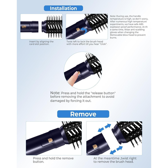 Професійний мультистайлер для волосся 6 в 1: фен, плойка, брашін, термощітка, випрямляч, Airbrush. Подарунчий набір для жінок (Блакитний)