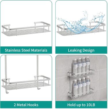 Hawsam Badregal Caddy, Aluminum Shower Caddy with 2 Tiers, Adhesive Storage Basket for Shampoo, etc., No Drilling Required, HA170103BS-01-UKFBA