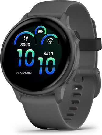 Смарт-годинник Garmin vívoactive 6 42mm (Amazon Exclusive) – фітнес-трекер з AMOLED-дисплеєм, до 11 днів роботи від акумулятора, 80+ спортивних програм, функції здоров'я та сповіщення. Колір: сірий/сірий.