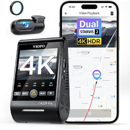 VIOFO A229 Pro 4K + 2K Dual STARVIS відеореєстратор для авто, HDR, GPS, Wi-Fi, голосове керування, нічне бачення 2.0, підтримка до 512GB