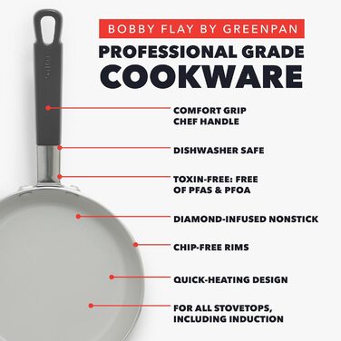 Набір посуду GreenPan x Bobby Flay 13 предметів: професійне алюмінієве покриття Ceramic Non-Stick, індукційне дно, силіконові ручки, безпечний для здоров'я, сумісний з плитою та духовкою