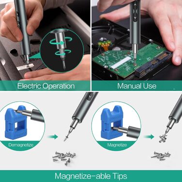 Електричний набір викруток ORIA, 51 в 1: міні-шуруповерт з 48 свердлами S2, набір для ювелірів, акумуляторний, USB, магнітний, 3 рівня моменту для телефону, годинника, камери