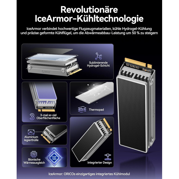 SSD Orico IG740PRO 4TB PCIe 4.0 NVMe M.2 - Швидкість до 7100 МБ/с, 3D NAND TLC, з радіатором для ПК, ноутбука та PS5