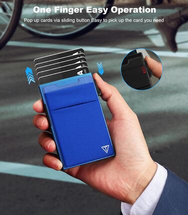 RFID-захищений картхолдер Pop-up: тонкий гаманець з відділенням для монет (1 шт., блакитний)