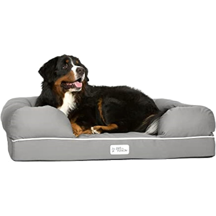 Ліжко для собак та котів PetFusion Ultimate Memory Foam 2.5' - сіре, 112 x 86 x 25 см (ортопедичне, з пам'яті ефекту)