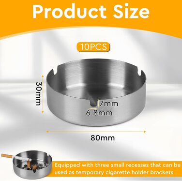 Настінний попільничка CPROSP з нержавіючої сталі, 28.5 x 6.5 см, з замком, для саду, двору, вілли (10 шт.)