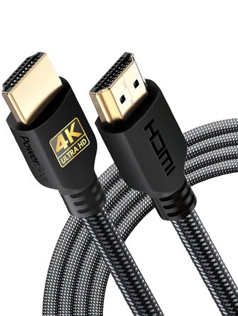 Кабель HDMI PowerBear 4K 3 м | Висока швидкість, нейлонова обплітання, золоті конектори, 4K@60Hz, Ultra HD, 2K, 1080p, ARC & CL3, для ноутбука, монітора, PS5, PS4, Xbox One, Fire TV, Apple TV та іншого