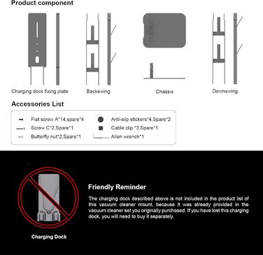 Стійка для пилососа Dyson з вуглецевої сталі Robuster - настінна, без свердління, універсальна