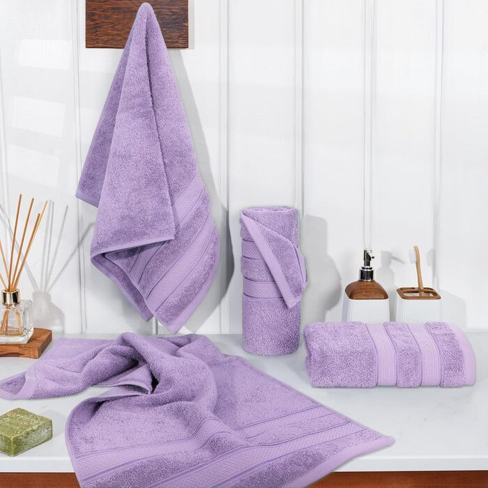 Набір рушників для рук American Soft Linen Premium, 100% турецька бавовна, люксова готельна якість, ліловий колір, 4 шт.
