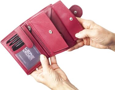 LEAS Women's and Men's Card Holders with Outer Flap in Portrait Format, Genuine Leather, Red Special Edition, Red, 12.5x9cm