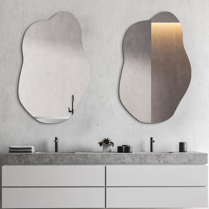 Дзеркало настінне чорне 40x60 см прямокутне з заокругленими кутами, монтаж на стіну, нержавіюча сталь, косметичне дзеркало для ванної кімнати та вітальні, гладка поверхня, горизонтальний/вертикальний монтаж