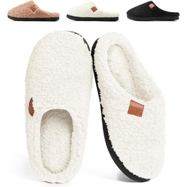 Зимові домашні тапочки для жінок та чоловіків, теплі, з тедді та плюшевим покриттям, комфортні, з м'якою підкладкою, з пам'яті ефекту, антиковзаючі, білі, 38/39 EU